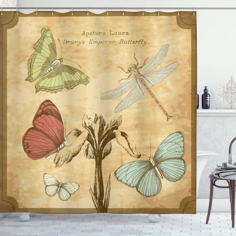 Retro Butterflies Art Shower Curtain