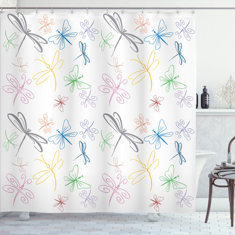 Doodle Style Bugs Shower Curtain