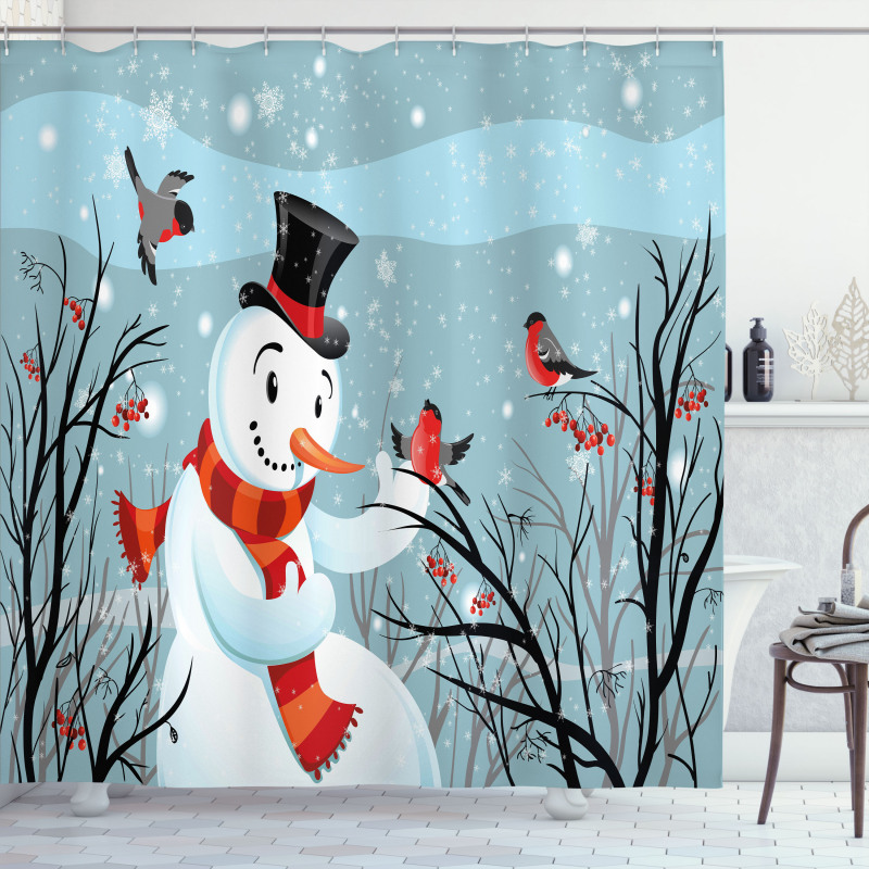 Snowy Winter Tree Shower Curtain