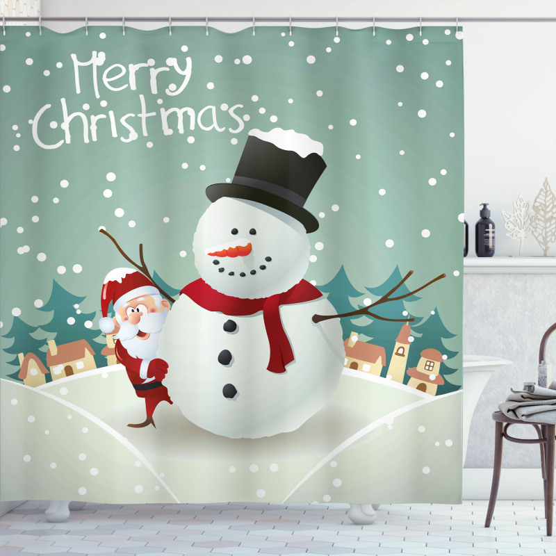 Xmas Winter Theme Shower Curtain