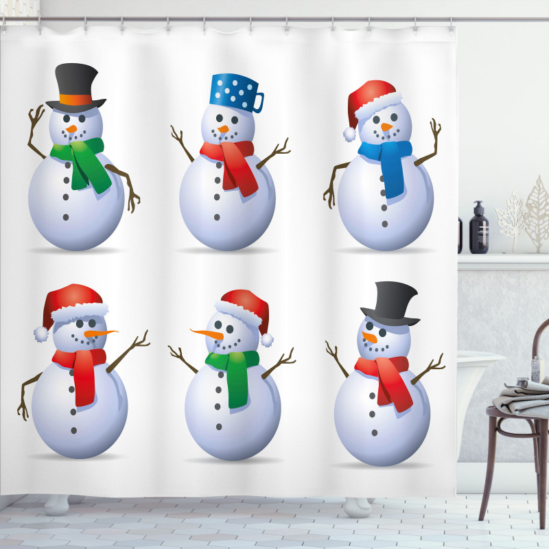 Snowmen with Hats Shower Curtain