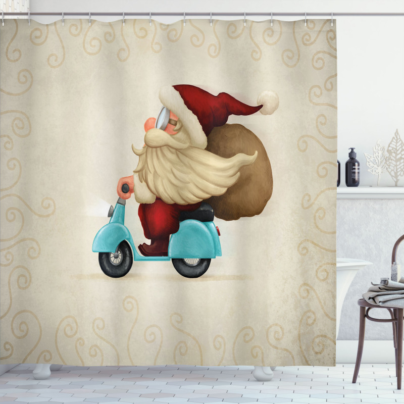 Santa on Motorcycle Shower Curtain