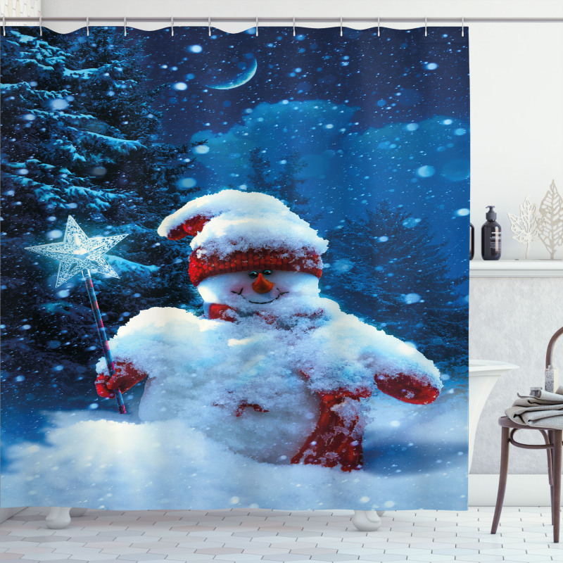 Snowman Magic Wand Shower Curtain