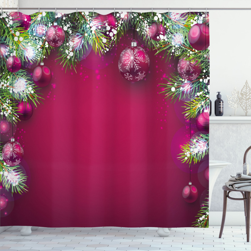 Tree Balls Snowflakes Shower Curtain