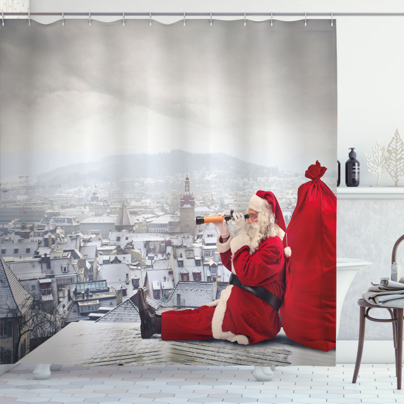 Santa on the Roof Shower Curtain