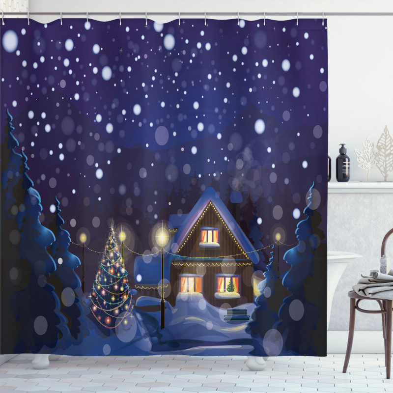 Winter Night House Shower Curtain