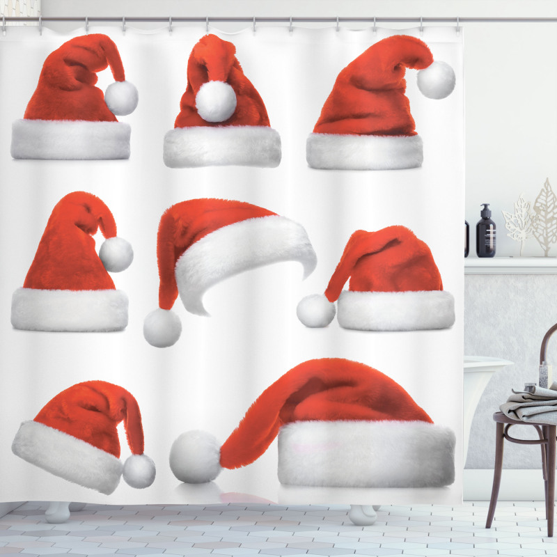 Santa Hats Pattern Shower Curtain