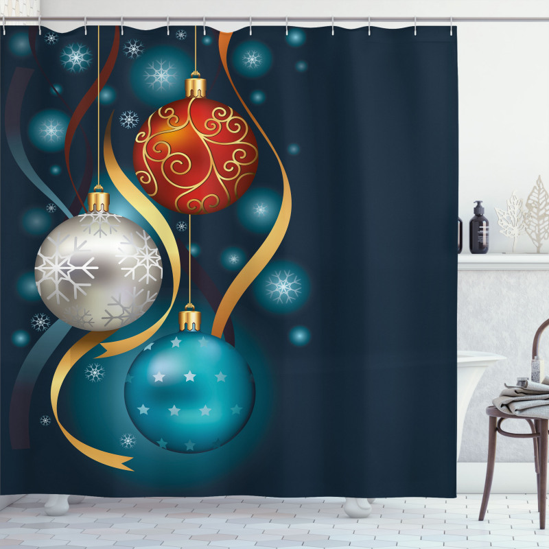 Vivid Balls Ribbons Shower Curtain