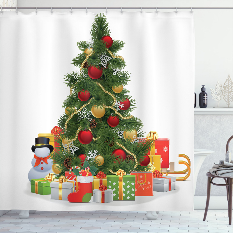 Christmas Tree Style Shower Curtain