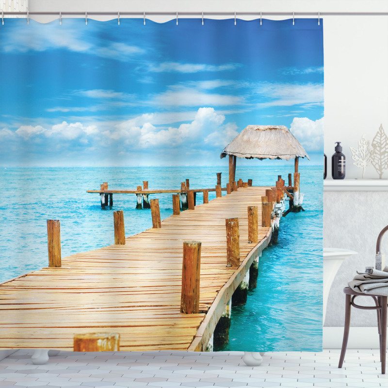 Tropic Seascape Wooden Jetty Shower Curtain