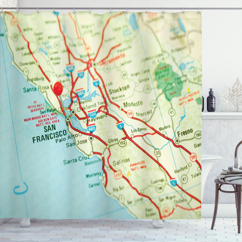 San Francisco Area Vintage Shower Curtain