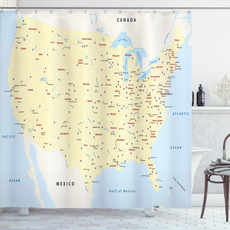 America Cities Interstate Shower Curtain