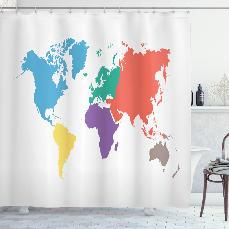 World Global Continents Shower Curtain