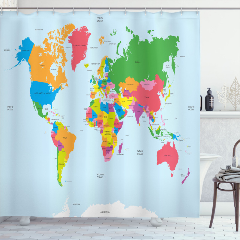 Colorful Political World Shower Curtain