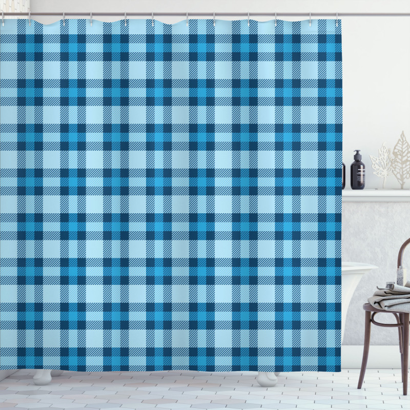 Picnic Tile in Blue Shower Curtain