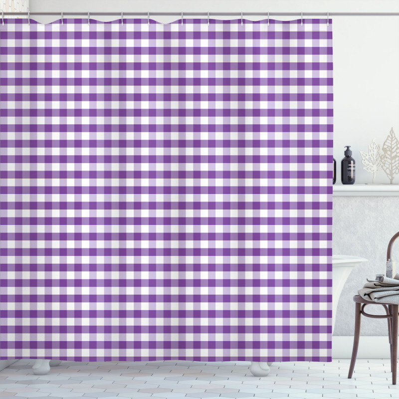 Gingham Vintage Style Shower Curtain