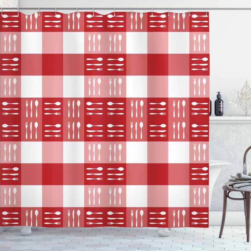 Cutlery Dining Tile Shower Curtain