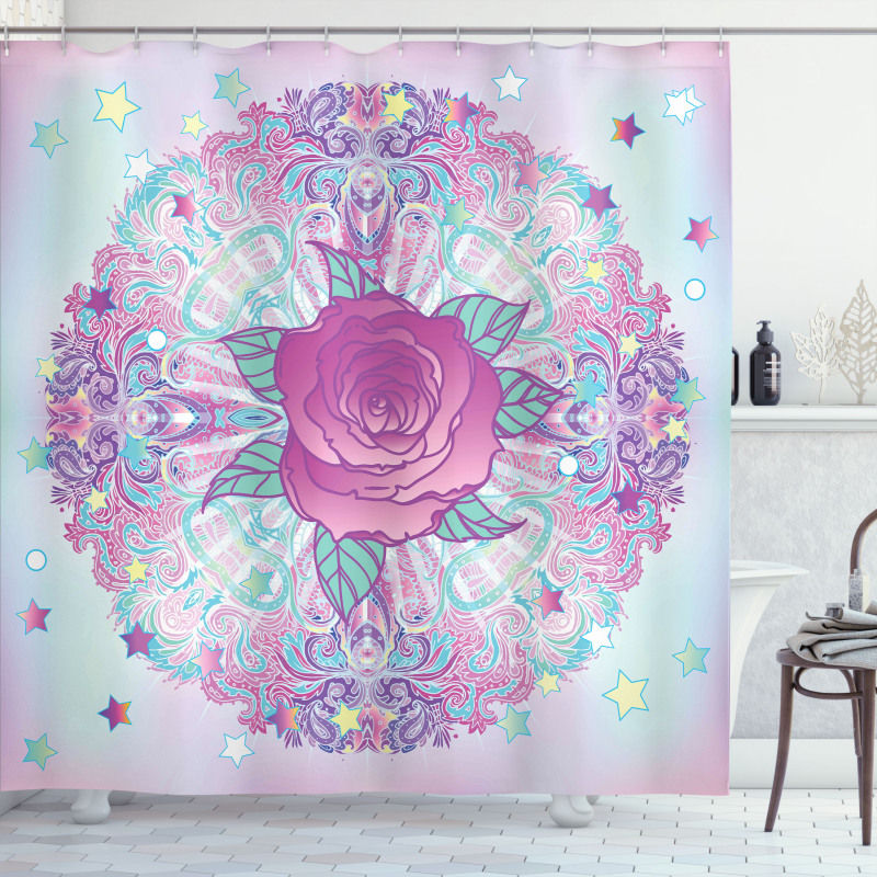 Psychedelic Rose Mandala Shower Curtain