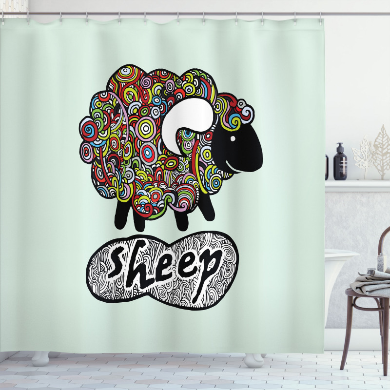Hipster Doodle Fun Sheep Shower Curtain