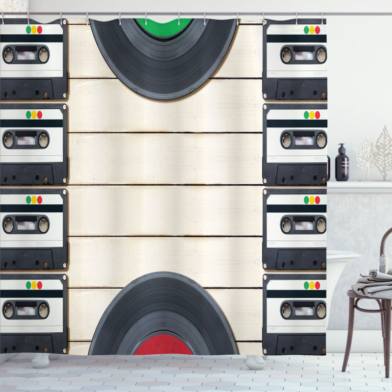 Audio Cassettes Records Shower Curtain