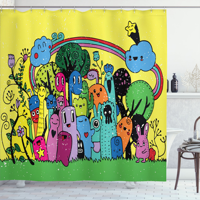 Hand Drawn Crazy Doodle Shower Curtain