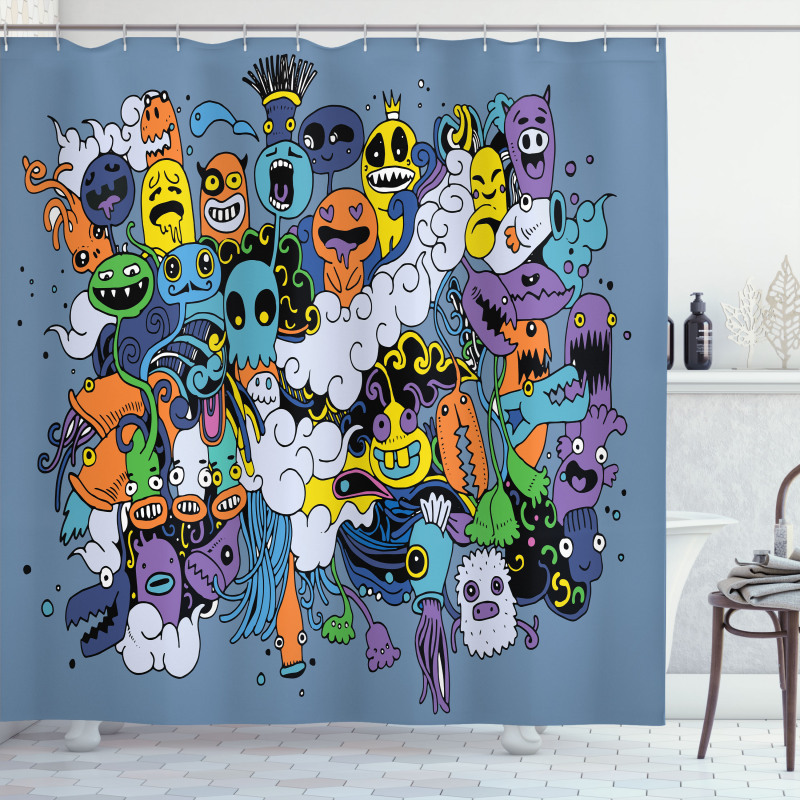 Funky Monsters Society Shower Curtain