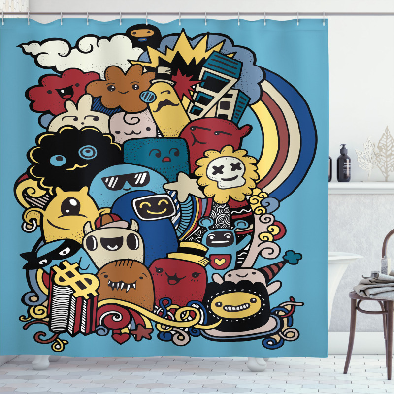 Various Monsters Universe Shower Curtain