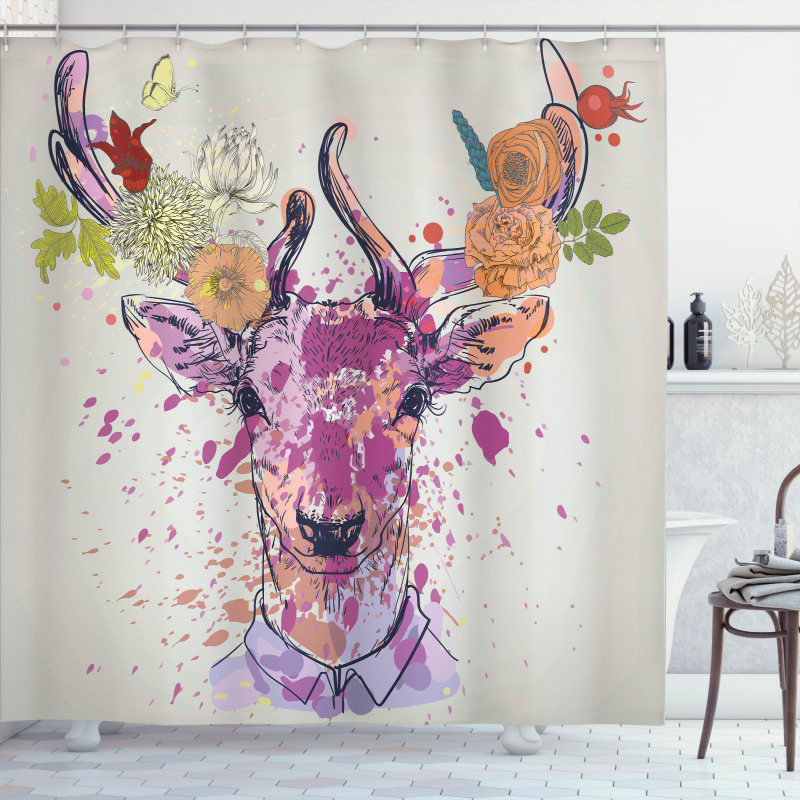 Deer Portrait Shower Curtain