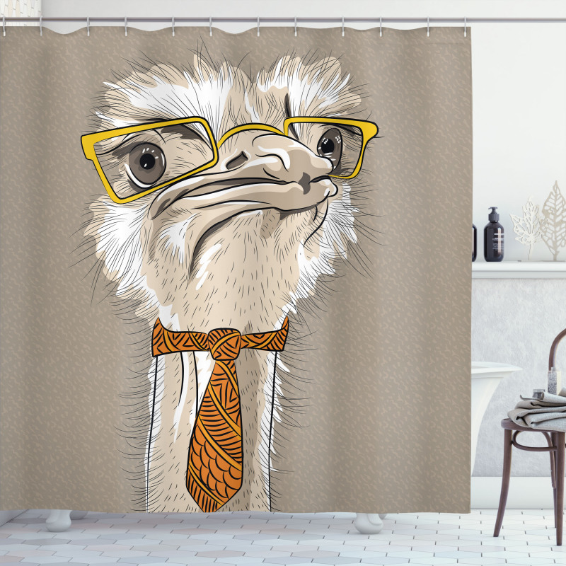 Funny Hipster Ostrich Shower Curtain