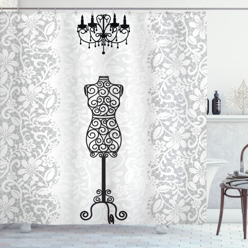 Monochrome Design Swirl Shower Curtain