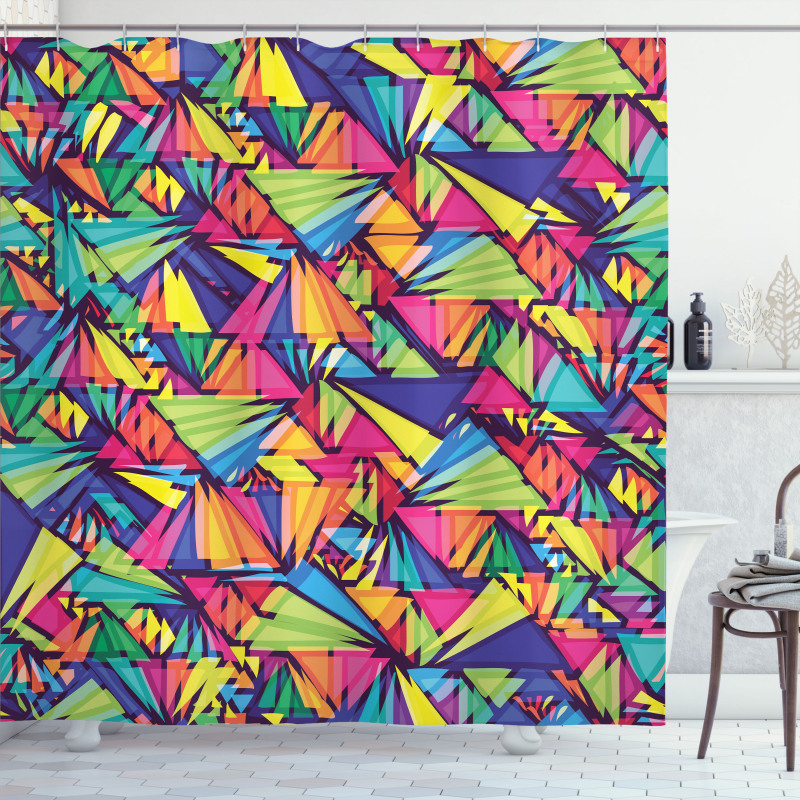 Geometric Triangles Art Shower Curtain