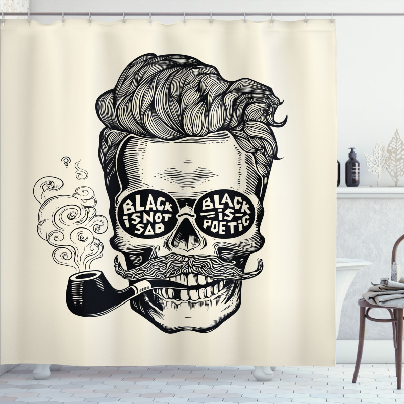 Skull with Pipe Glasses Shower Curtain