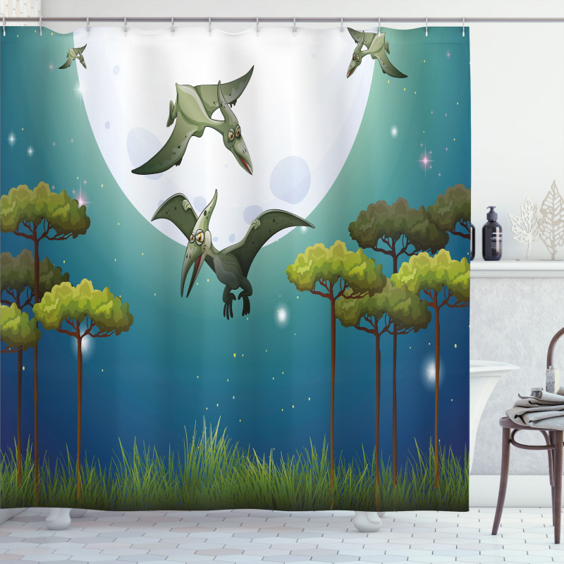 Flying Cartoon Animals Shower Curtain