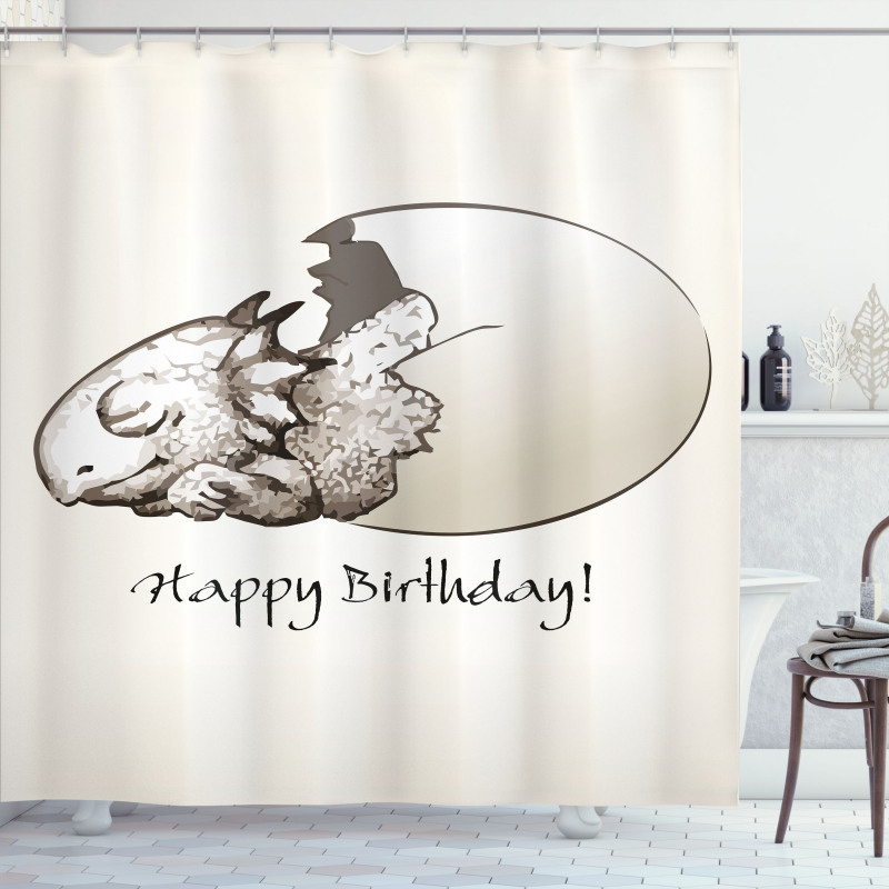 Birthday Newborn Dino Shower Curtain