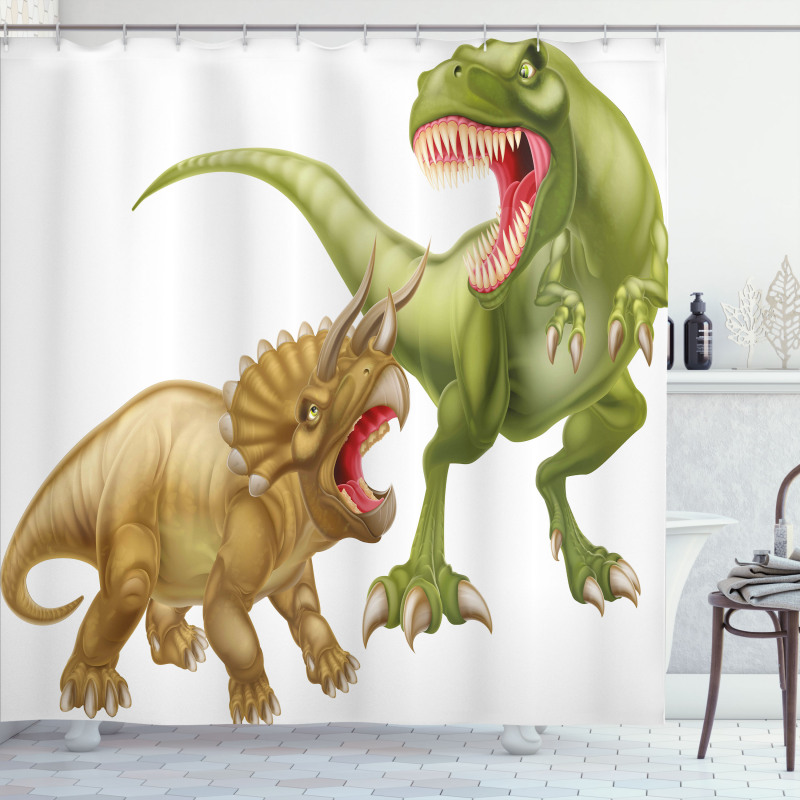 2 Dinosaurs Pattern Shower Curtain