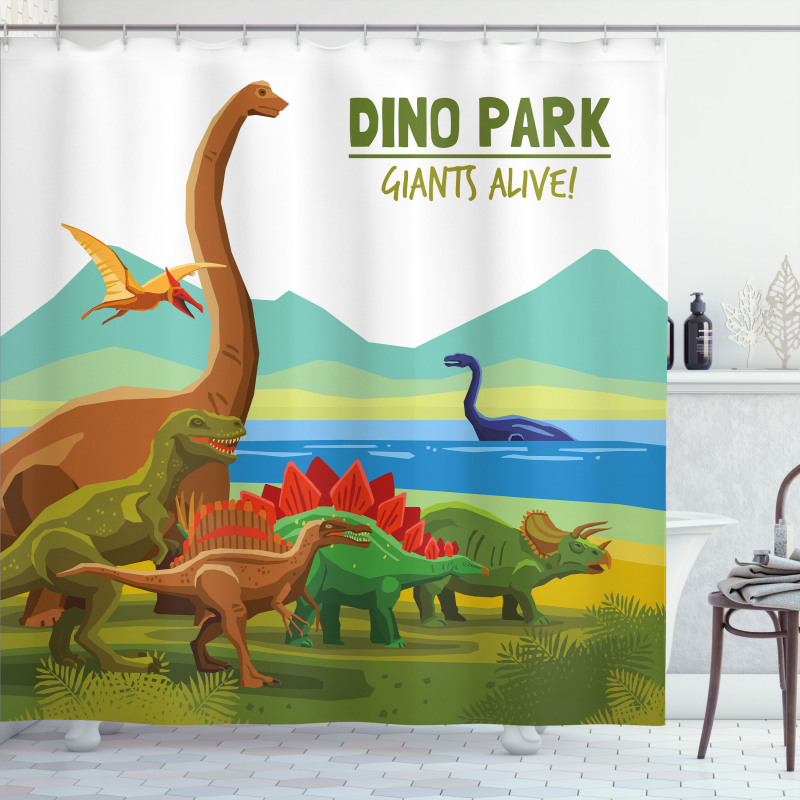 Dino Park Alive Theme Shower Curtain