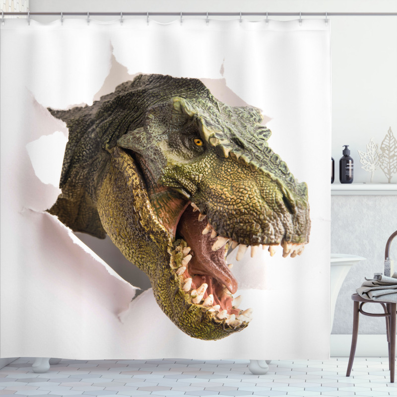 Dino Tears up Paper Shower Curtain