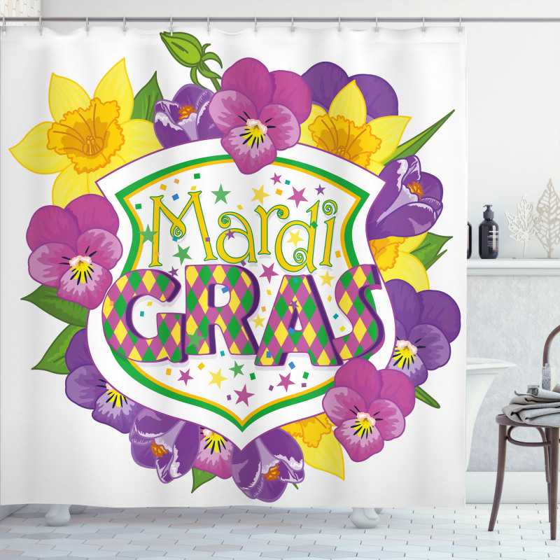 Blazon with Flowers Shower Curtain