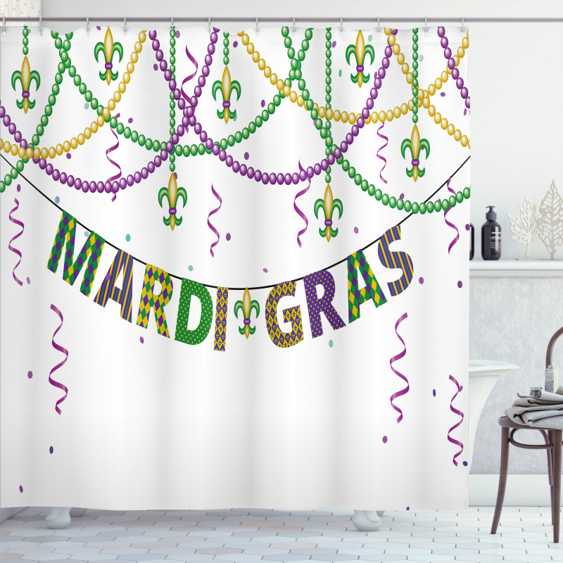 Fleur De Lis Beads Shower Curtain