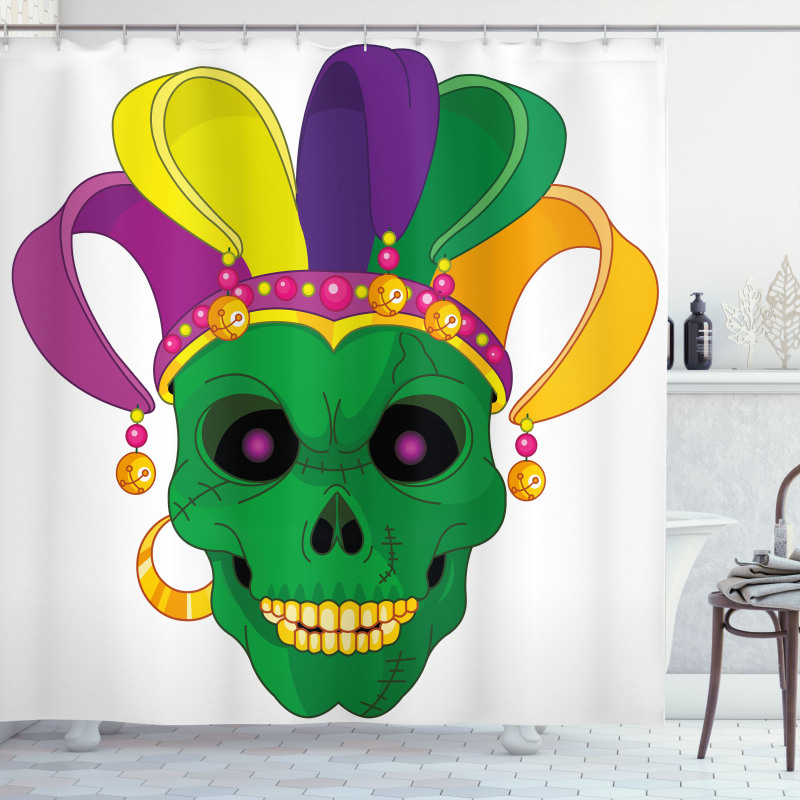 Scary Skull Mask Hat Shower Curtain