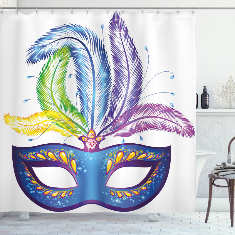 Blue Venetian Mask Shower Curtain