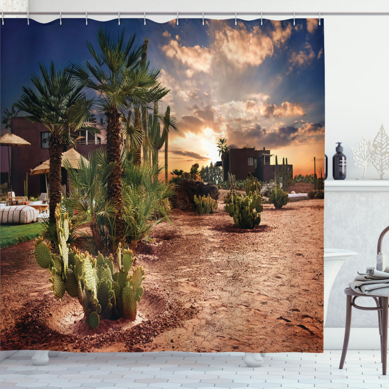 Majestic Sky Palm Trees Shower Curtain