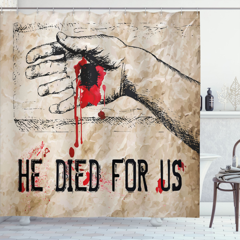 Bloody Hand Nailed Sketch Shower Curtain