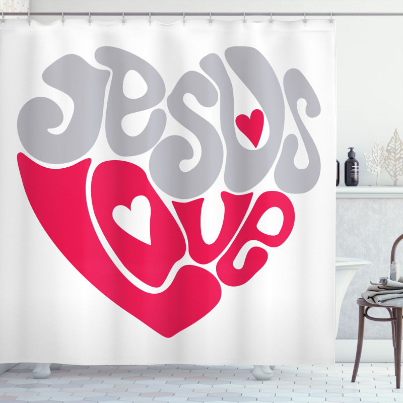 Retro Love Heart Shower Curtain