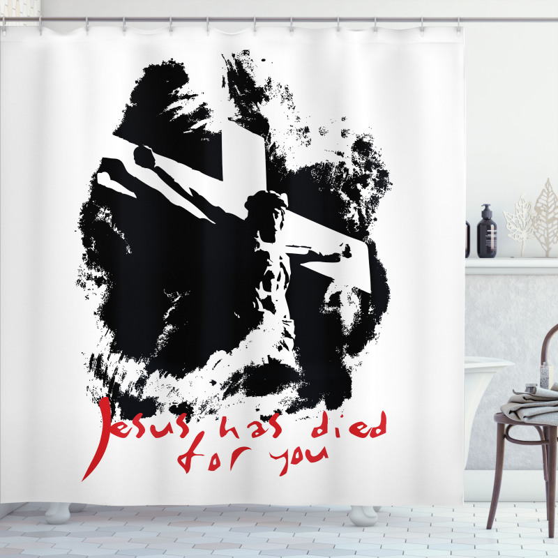 Grunge Black and White Shower Curtain