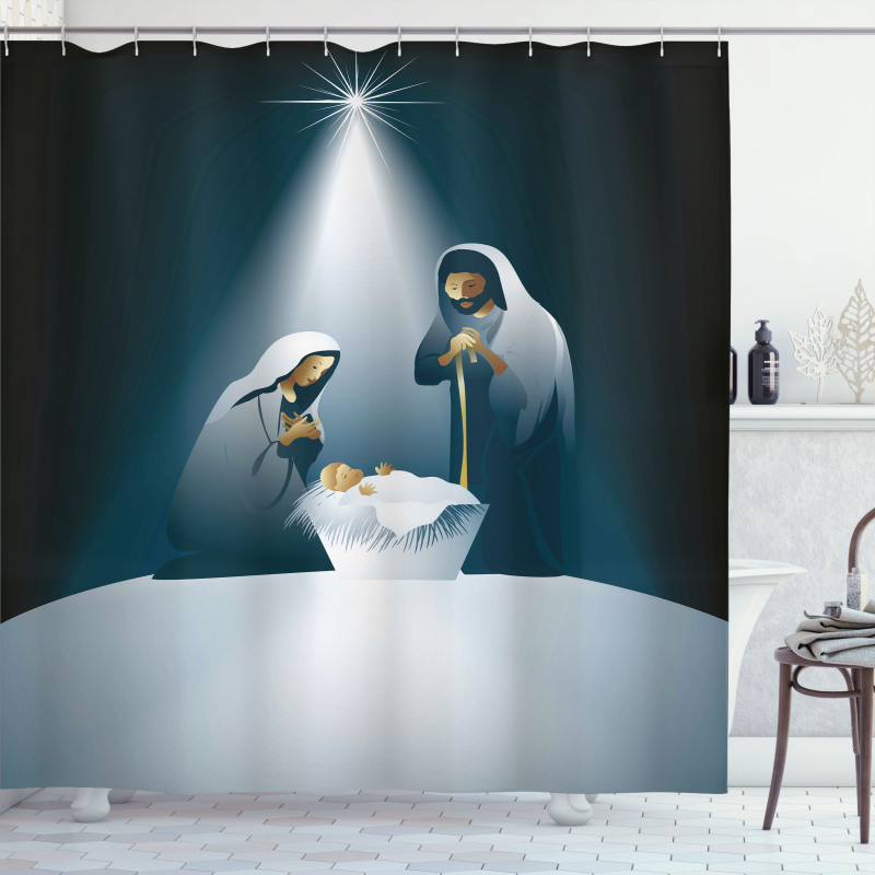 Family Mother Father Baby Shower Curtain