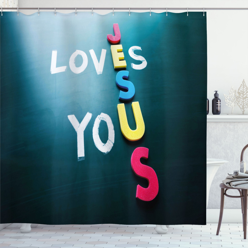 He Loves You Phrase Colorful Shower Curtain