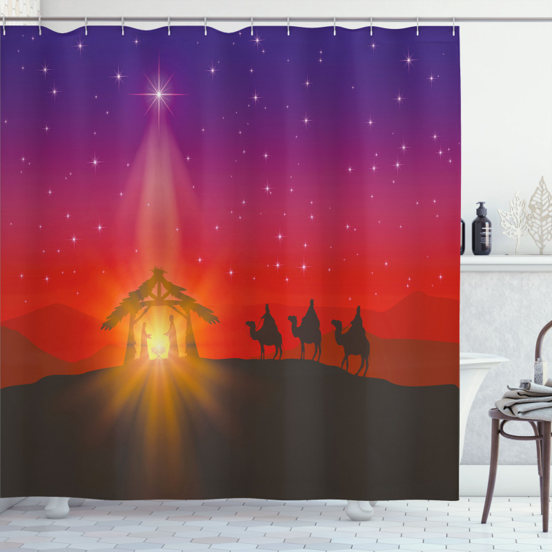 Star with Camels Desert Shower Curtain