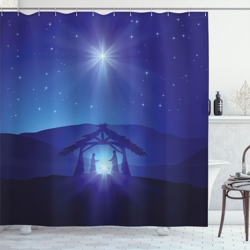 Night Sky and Bethlehem Shower Curtain