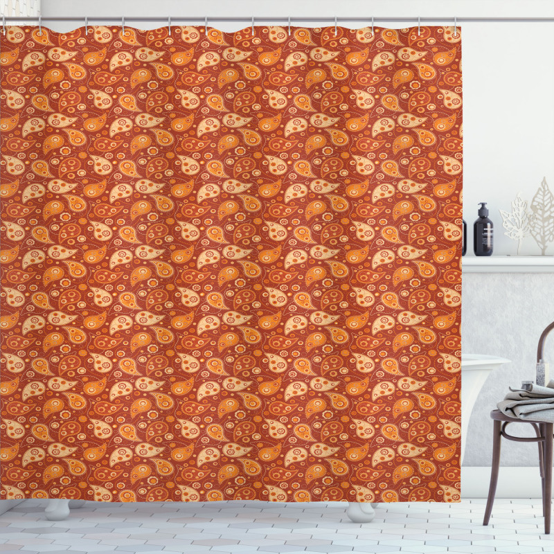 Retro Paisley Flowers Shower Curtain